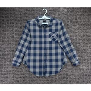 Penn State Nittany Lions Shirt Womens Large Blue Gray Check Flannel Outdoor NCAA